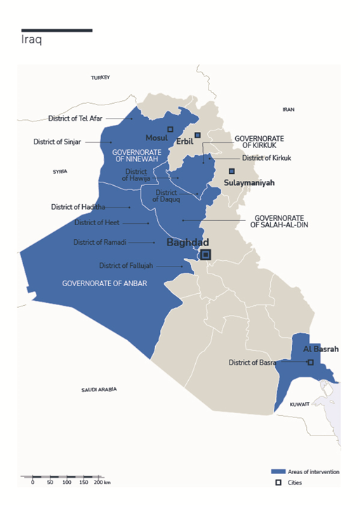 Map of Humanity & Inclusion's interventions in Iraq